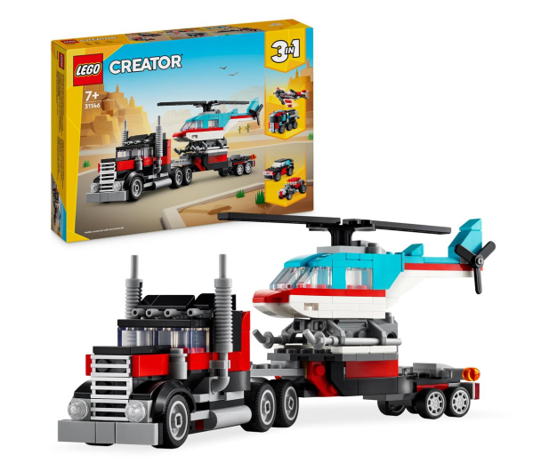 LEGO Creator 3 w 1 Ciężarówka z platformą i helikopterem 31146 - 1202658 - zdjęcie 2